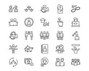 Social Relationship Line Vector Icons
