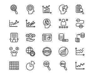 Market Research Line Vector Icons