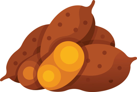 Scalable vector illustration of a stacked pile of delicious sweet yams for food graphics