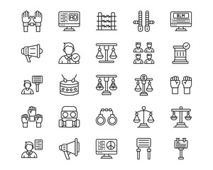 Fototapeta premium Protest Line Vector Icons