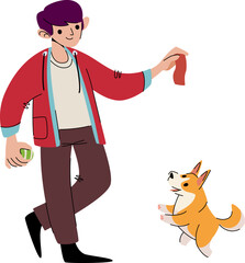 Man Playing with Dog