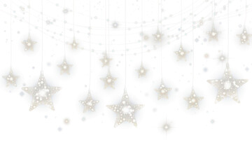 hanging christmas star lights isolated on white or transparent png