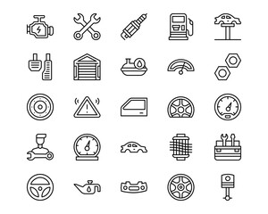 Car Repair Line Vector Icons