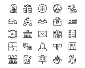 Diplomacy Line Vector Icons