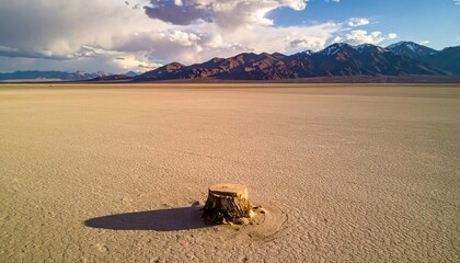 Naklejka premium Vast Desert Landscape with a Single Rock.