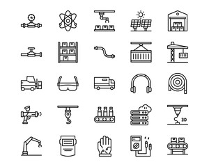 Industrial Process Line Vector Icons