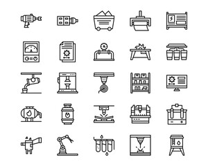 Industrial Process Line Vector Icons