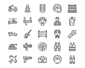 Military Line Vector Icons