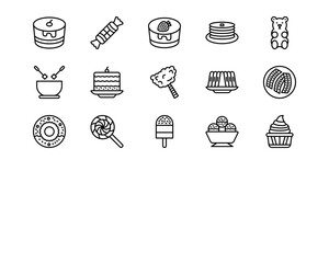 Sweets and Candies Line Vector Icons