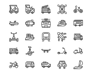 Transport Line Vector Icons