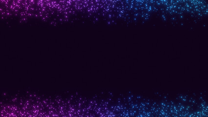 abstract pink and blue glitter stars border frame , shiny glitter dust and particles background