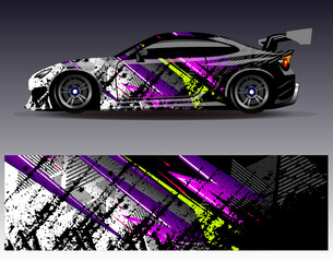 Car wrap design vector. Graphic abstract stripe racing background designs for vehicle, rally, race, adventure and car racing livery