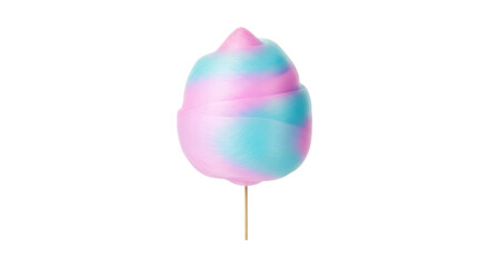 Pastel pink and blue cotton candy on stick with transparent background