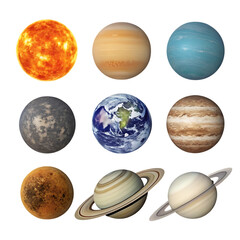 Solar System Planets and Sun Illustration in High Resolution © Najmul