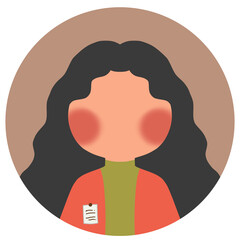 Flat Illustration of Female Employee Avatar Icon