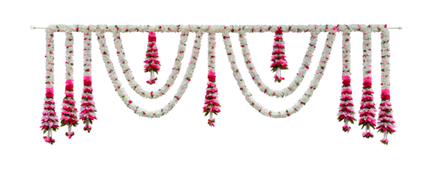 Indian hindu flower garland,Indian Traditional flower decoration, Indian festival garland isolated