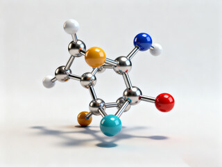 3D molecular model with colored atoms representing chemical structure