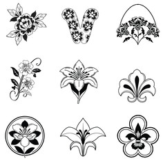 A premium set of black and white flowers design