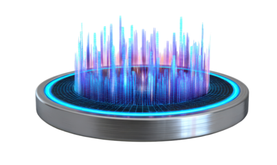 Business Data Projection Hologram Effect for Modern Concepts Isolate on Transparent Background, cutout, png