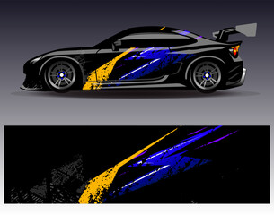 Car wrap design vector. Graphic abstract stripe racing background designs for vehicle, rally, race, adventure and car racing livery