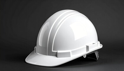 White Safety Hard Hat on Dark Background.