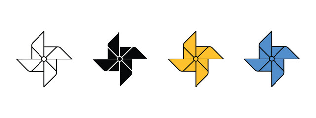Paper pinwheel icon vector. childhood fun and playful energy symbol. vector illustration.