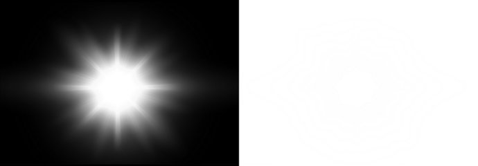Bright light burst overlay on a black background, creating a striking contrast with soft edges, ideal for enhancing designs and adding visual interest to various projects