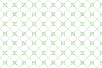 Delicate Floral Pattern with Green Accents and Geometric Details