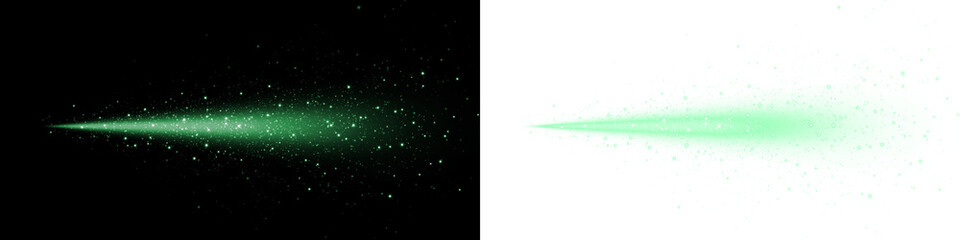 Green light burst overlay with sparkling particles on black and white backgrounds, creating a dynamic visual effect for creative design projects and digital artwork