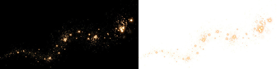 Sparkling golden dust overlay on black and white backgrounds, creating a magical effect for design projects, enhancing visual storytelling and artistic expression