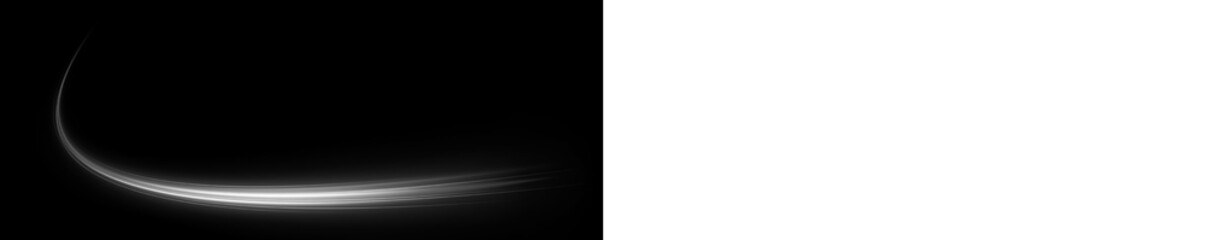 Abstract black and white PNG overlay with smooth gradient lines creating a sense of motion and...