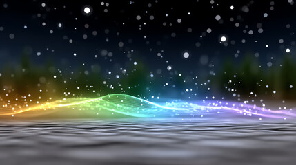 A vibrant display of colorful waves in a serene environment, creating a captivating interplay of light and nature.