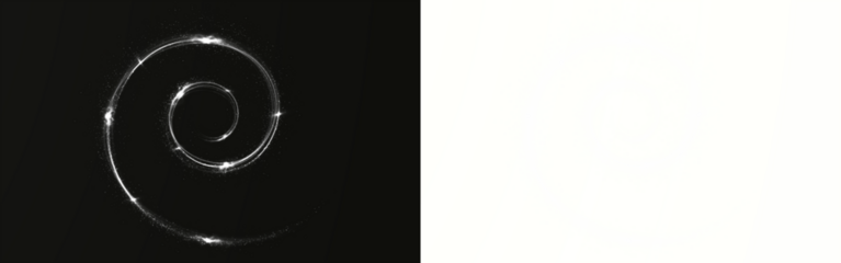 Abstract spiral png overlay with glowing elements on a dark background, creating a mystical and enchanting visual effect for creative projects and designs