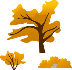 Obraz premium Flat illustration of trees and grass