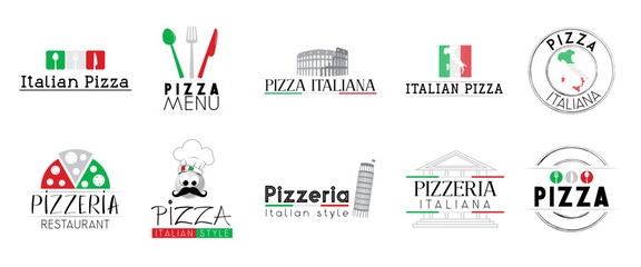 Italian pizza logotypes - vector illustration