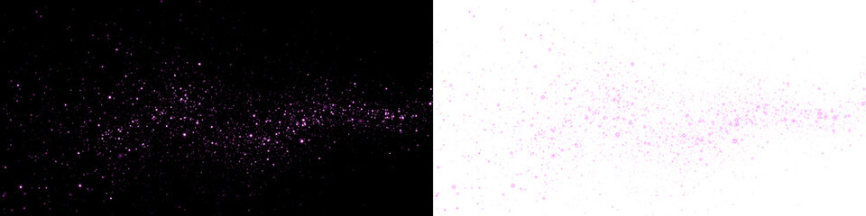 Pink glitter overlay on black and white backgrounds, creating a vibrant contrast, ideal for design projects, invitations, and creative artwork with copy space