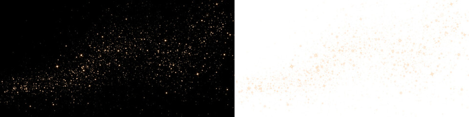 Sparkling glitter overlay on contrasting black and white backgrounds, creating a dynamic visual effect for creative projects and design applications with copy space