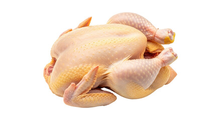 Raw whole chicken isolated on transparent background