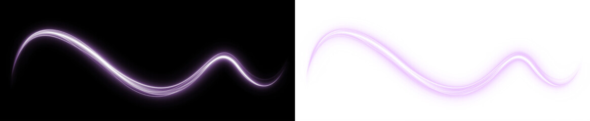 Abstract purple light wave overlay on black and white backgrounds, creating a dynamic visual effect for creative design projects and digital artwork applications