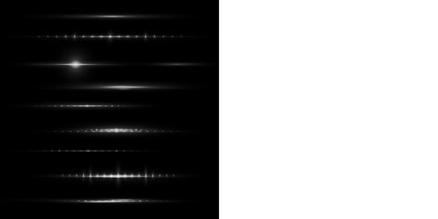 Fototapeta premium Abstract PNG overlay featuring dynamic light streaks and glowing effects on a black background, ideal for creative design projects and visual enhancements