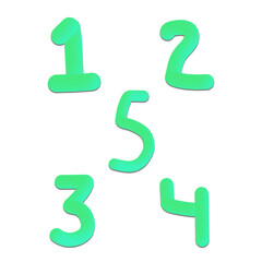 Set of Green Numbers 1 to 5 PNG. Bold Numeric Digits Collection for Creative Graphic and Digital Design