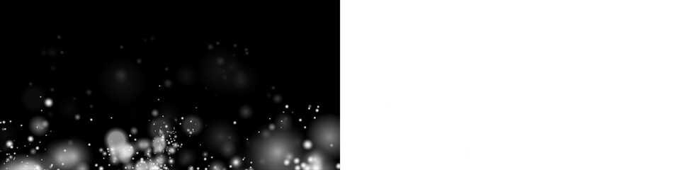 Black and white PNG overlay featuring soft bokeh lights with a transparent background, ideal for creative projects and enhancing visual storytelling with copy space © Виктория Проскурина