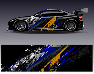 Car wrap design vector. Graphic abstract stripe racing background designs for vehicle, rally, race, adventure and car racing livery