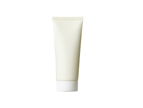 A plain, white plastic tube, likely for a cosmetic product.  It's a vertical, cylindrical shape with a smooth surface.  No text or graphics are visible