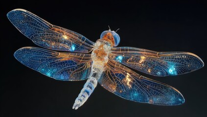 Detailed close-up of a dragonfly