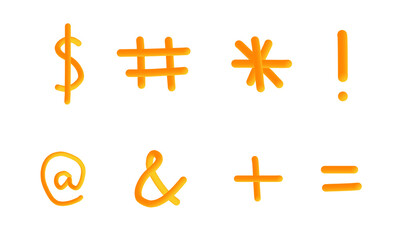 Yellow Hand Drawn Multiple Special Characters Set PNG.