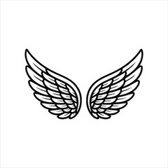 wings vector art logo design black and white