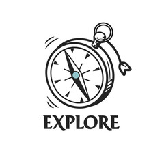 Vintage Compass with Explore Text antique navigation
