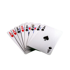 Obraz premium A deck of standard playing cards, fanned out on a green felt poker table, with soft ambient lighting. Photorealistic, studio quality