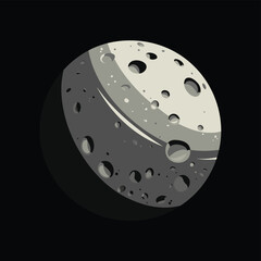 Stylized cartoon moon with craters against a black background